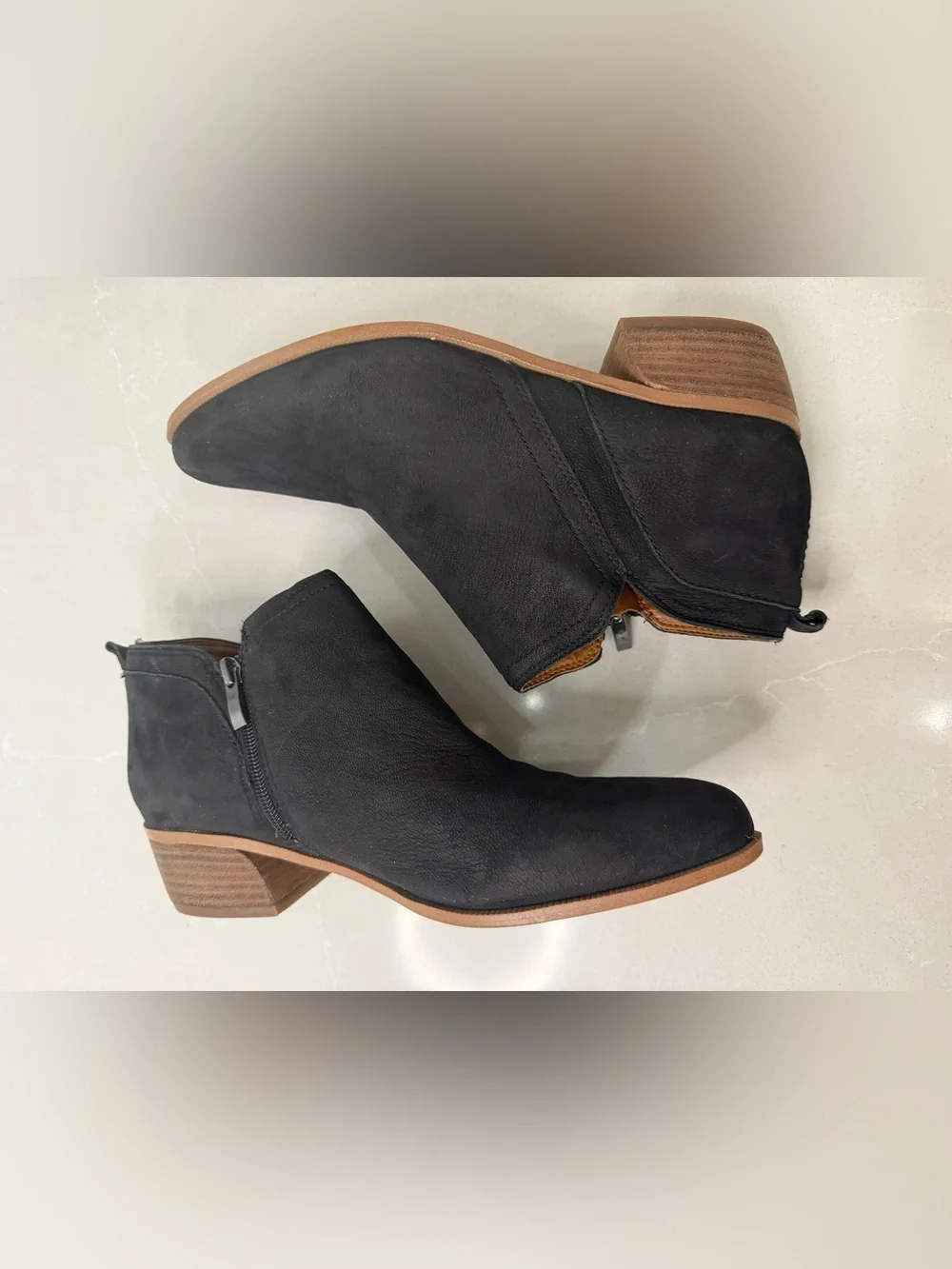 Franco Sarto Laslo Black Leather Ankle Booties 9.5M